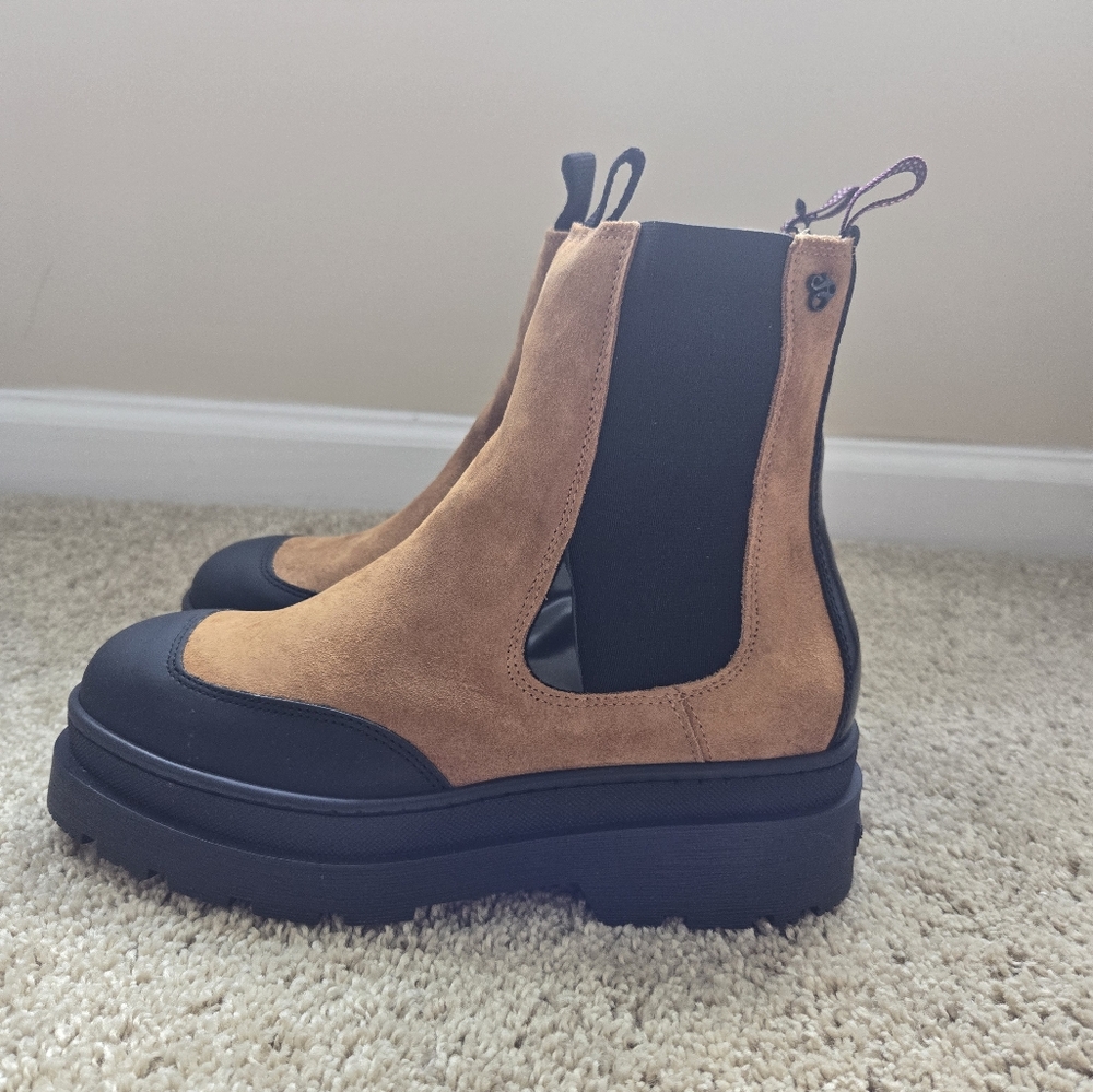 Scotch & Soda Aubri Chelsea Boots Womens EU 39 US 7.5 Camel Suede Platform